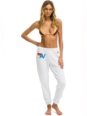 Aviator Nation LOGO SWEATPANTS - WHITE |Size Large